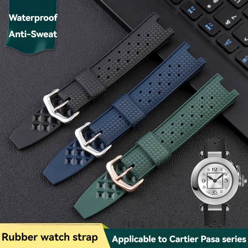 Rubber Men's Watch Strap for C - Cartier Watch Tank recension och pris